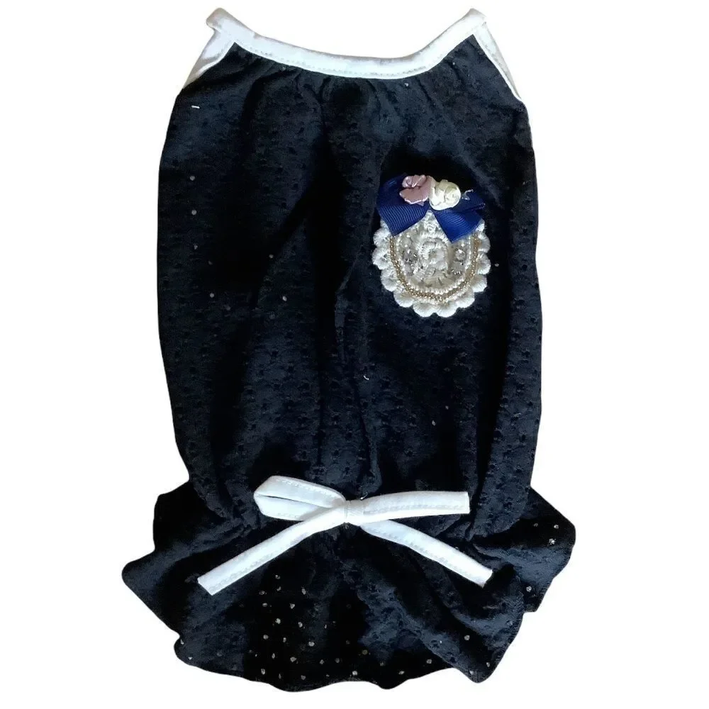 Black Stretch Eyelet Fancy Dress - Picture 2 of 11